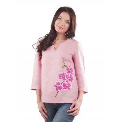 Embroidered blouse-tunic "Gentle Orchid"